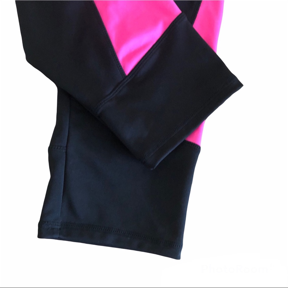 Adidas Girls L 14 Black Pink Capri Leggings Pants - Picture 3 of 5
